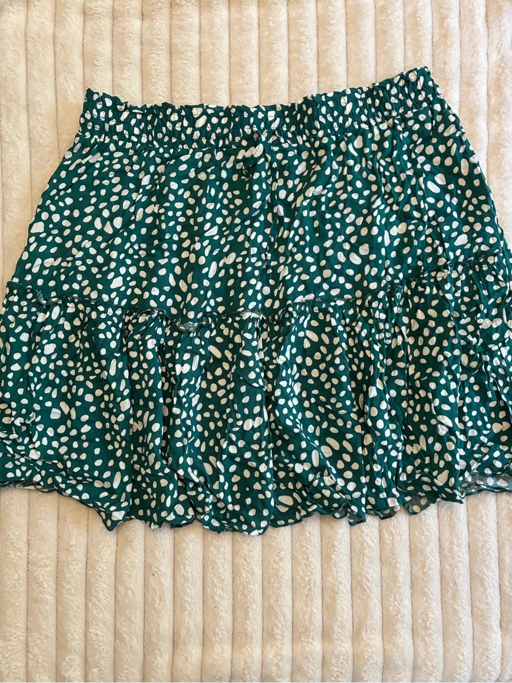 Alilly XL Green & White Ruffle Skirt Drawstring Waist